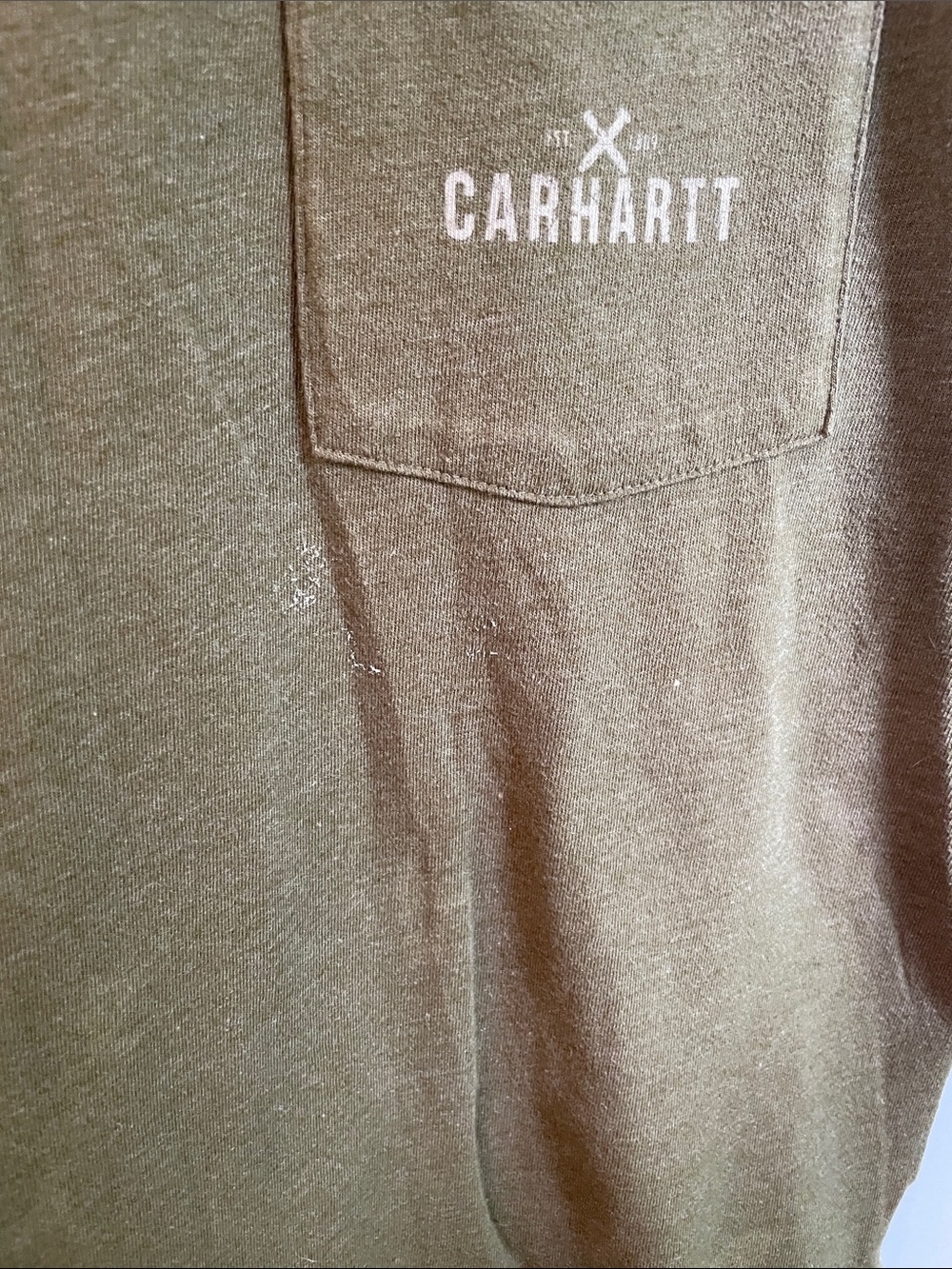 Carhartt Men's Olive Green Relaxed Fit Short-Sleeve Pocket Tee Size M Thrashed - Picture 6 of 15